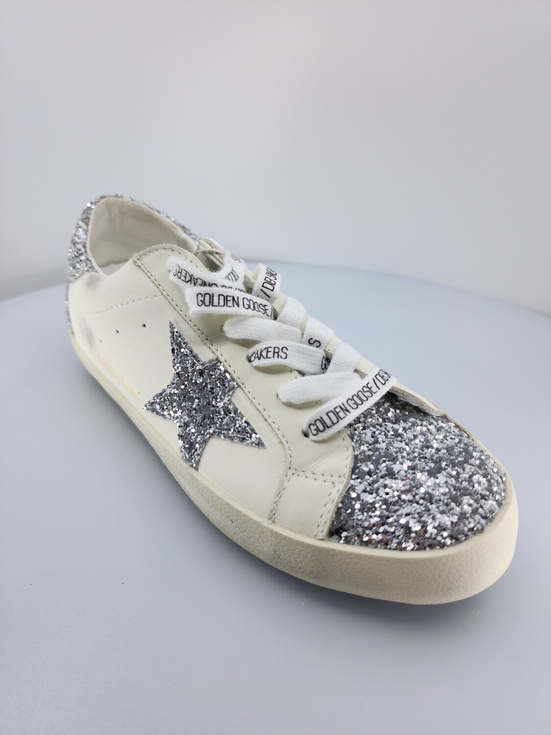 White Laces silver glitter stars mod