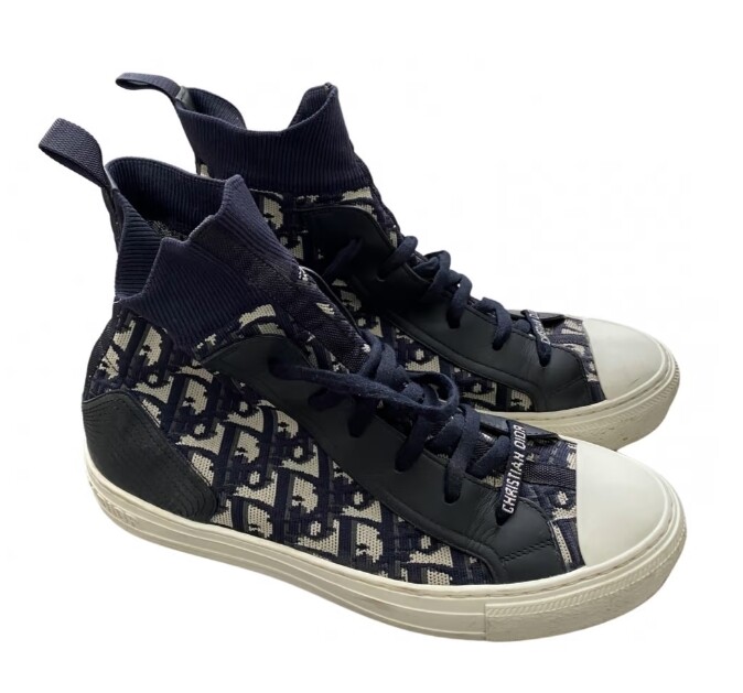 Canva mesh calfskin oblique sneakers