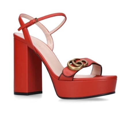 G Logo Platform Sandal Red