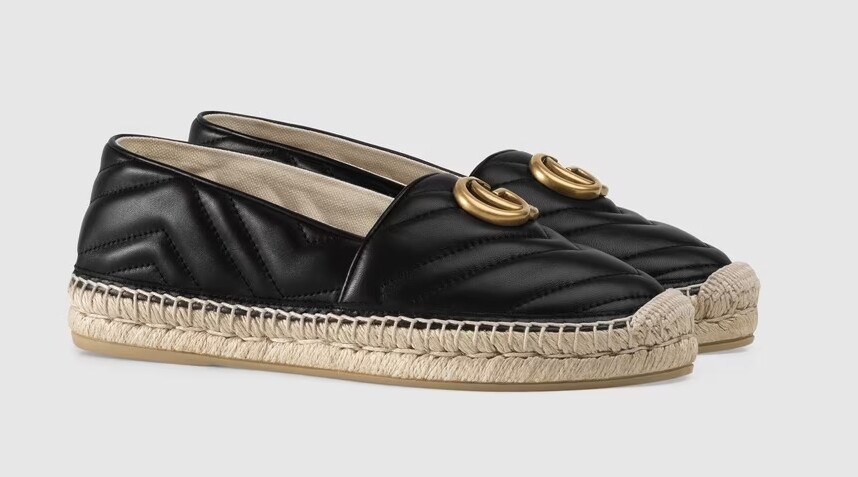 Leather espadrille with Double G black