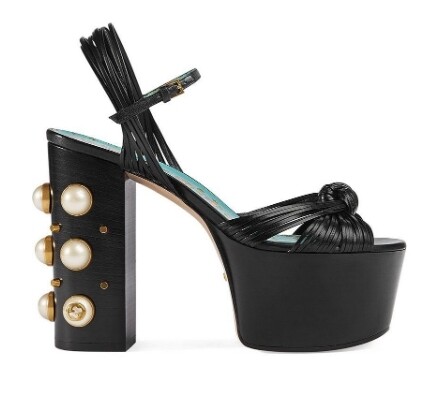 Platform bubbles heel sandal black