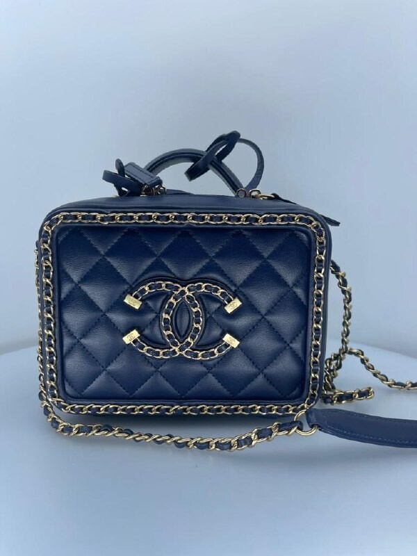 Ch square bag navy blue
