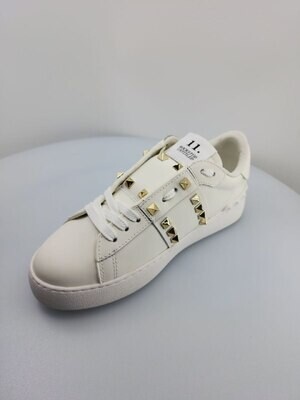 White Sneaker gold studs