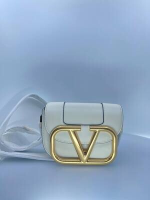 V logo white bag