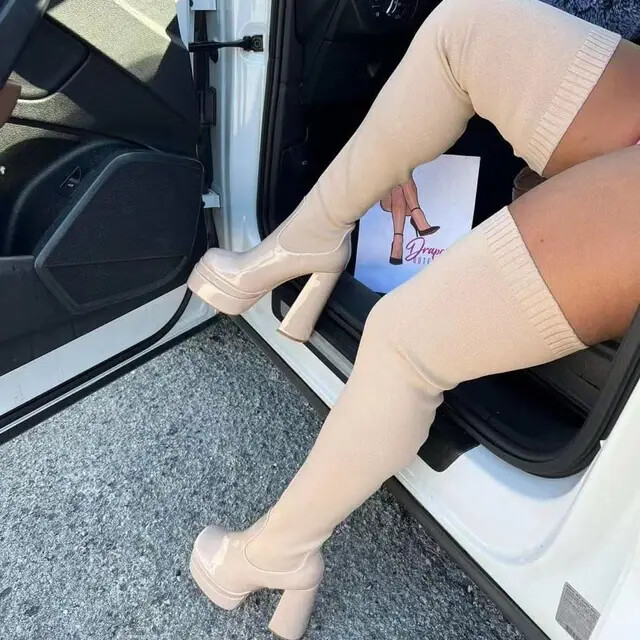 Knee high heel boots