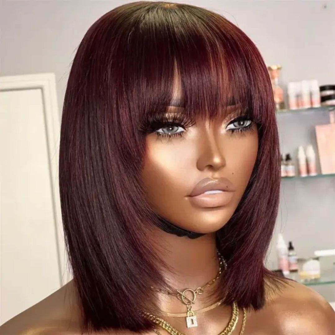 Glueless straight wig