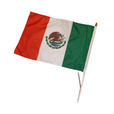 MEDIUM MEXICO FLAG 12x18 INCHES - MEXICAN NATIONAL FLAGS INDOOR/OUTDOOR - WITH STICK