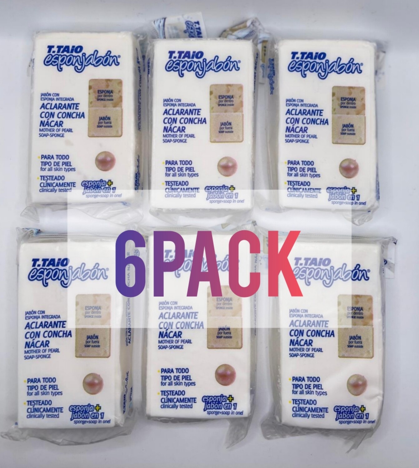 Esponjabon 6 pack concha nacar mother pearl soap mayoreo