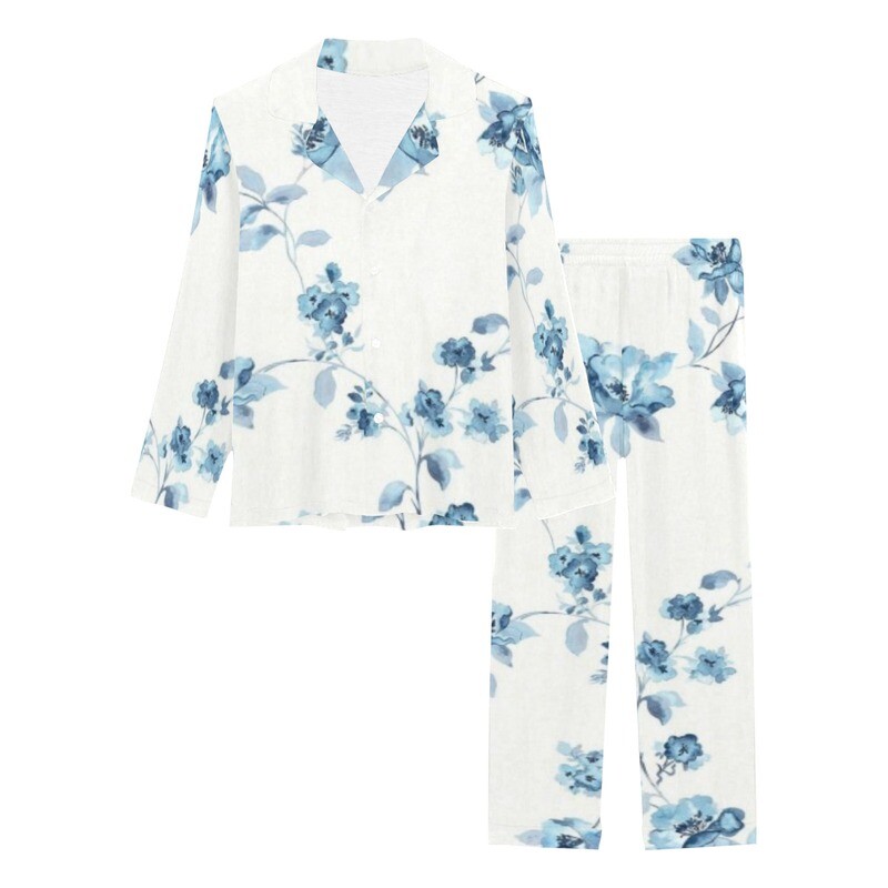 Soft Blue Floral Pajama Set