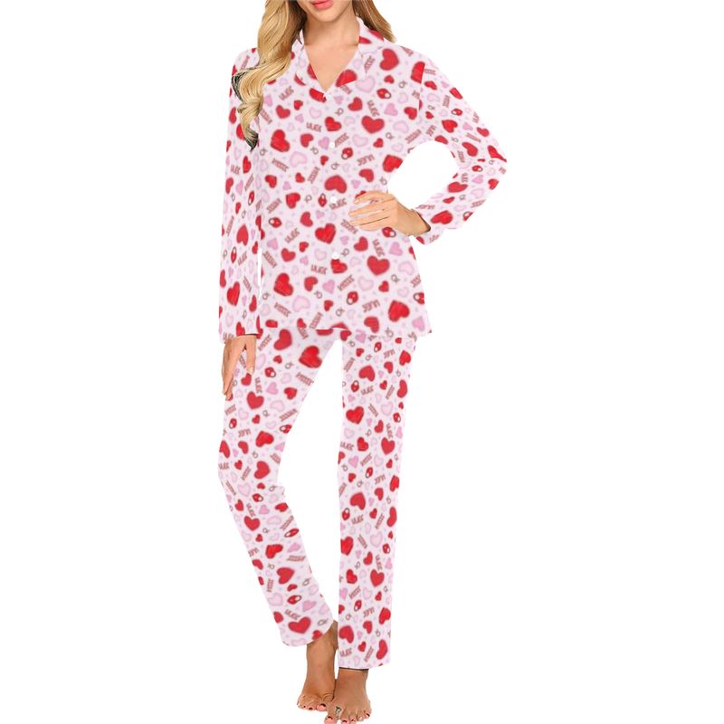 Kisses & Hearts Women's Long Pajamas Set