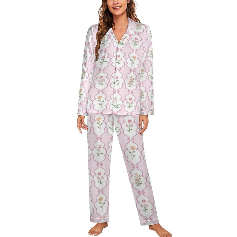Vintage Summer Flowers Long Pajamas Set