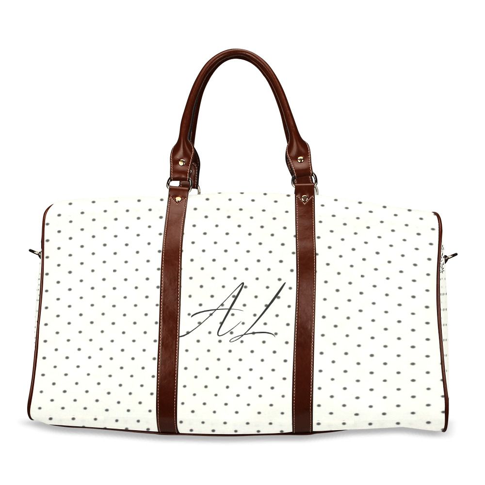 Waterproof Travel Bag/Small, Polka Dots AL initials