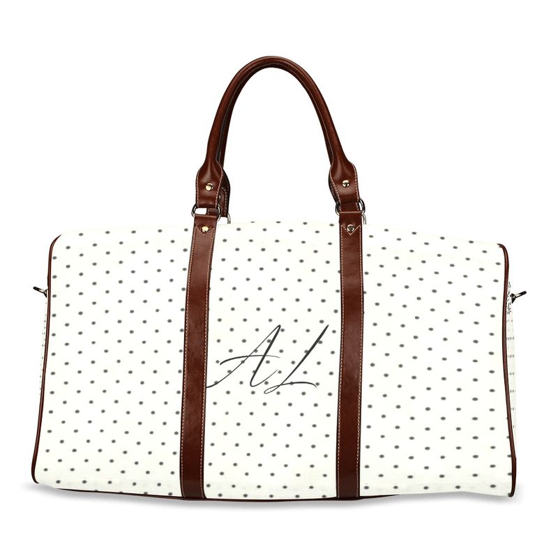 Waterproof Travel Bag/Small, Polka Dots AL initials