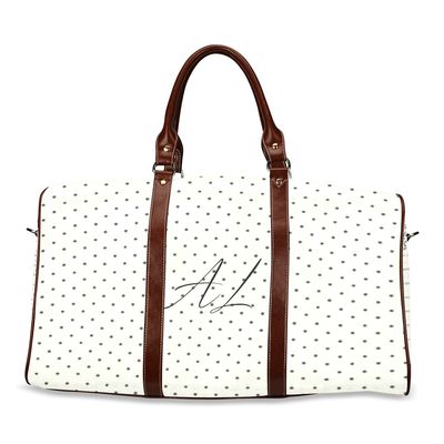 Waterproof Travel Bag/Small, Polka Dots AL initials