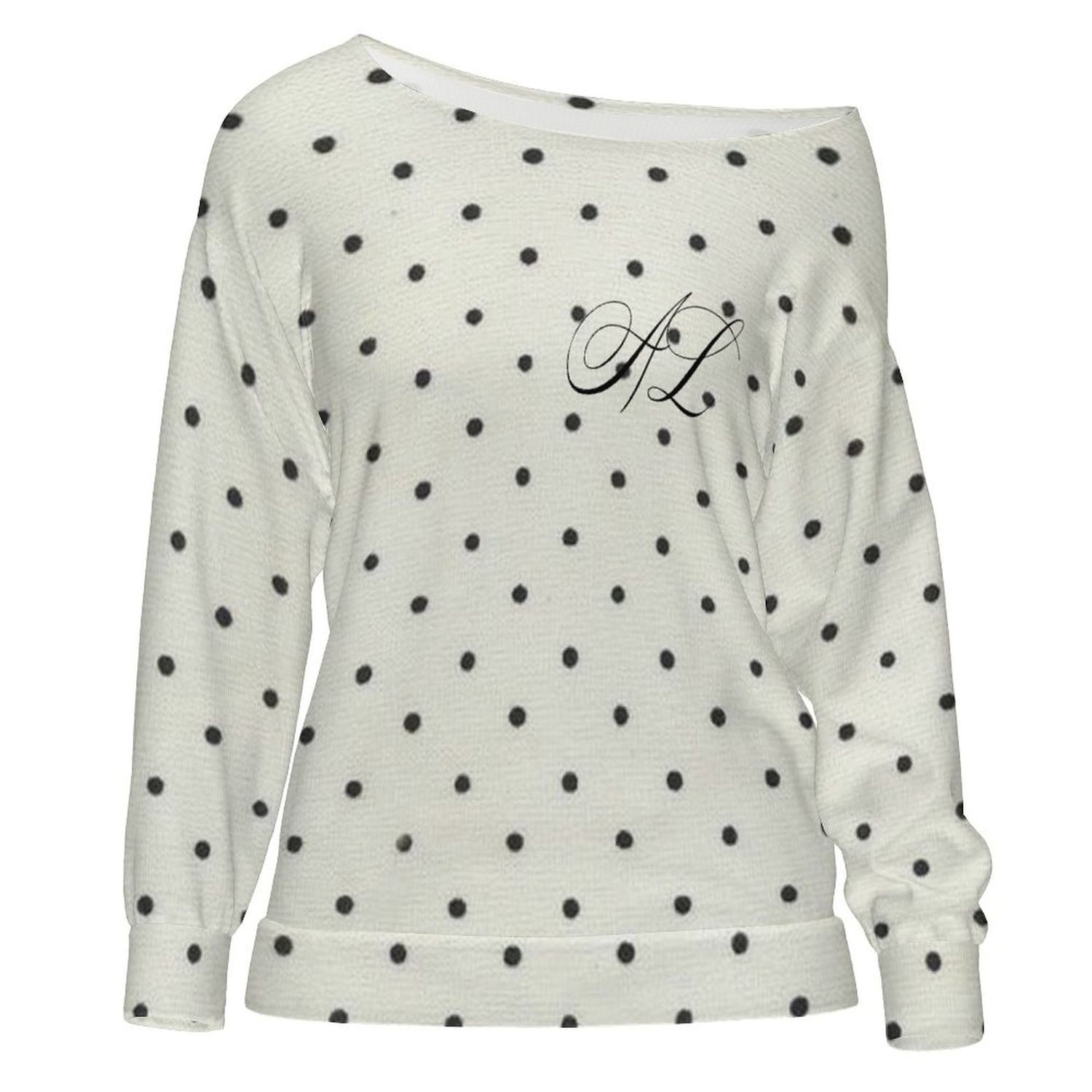 Women's Off Shoulder Sweatshirt | Polkadot - AL Women's Off Shoulder Sweatshirt | Polkadot - AL