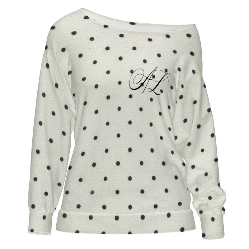 Women's Off Shoulder Sweatshirt | Polkadot - AL