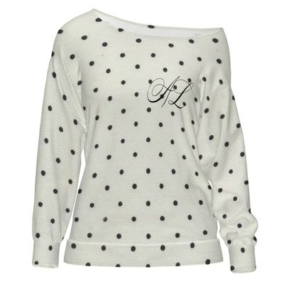 Women's Off Shoulder Sweatshirt | Polkadot - AL Women's Off Shoulder Sweatshirt | Polkadot - AL