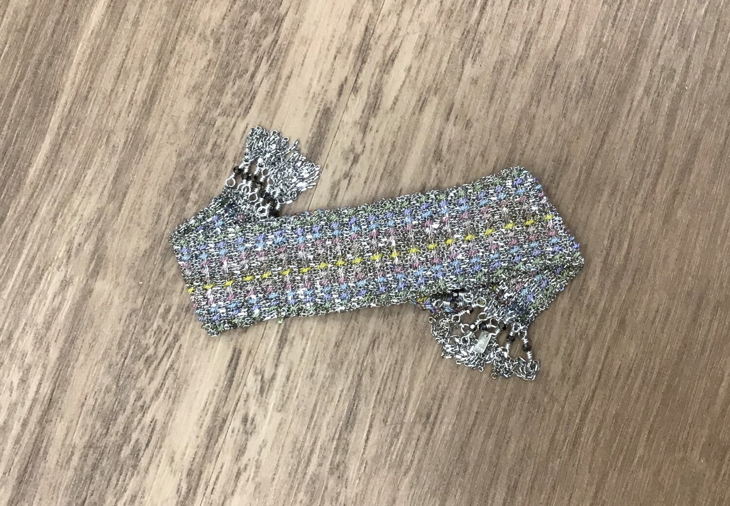 Sterling silver, silk, and crystal bracelet, Marie Laure Chamorel Sterling silver, silk, and crystal bracelet, Marie Laure Chamorel