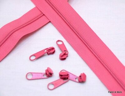 Endlos Reißverschluss pink mit 5 Zippern