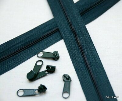 Endlos Reißverschluss smaragd mit 5 Zippern