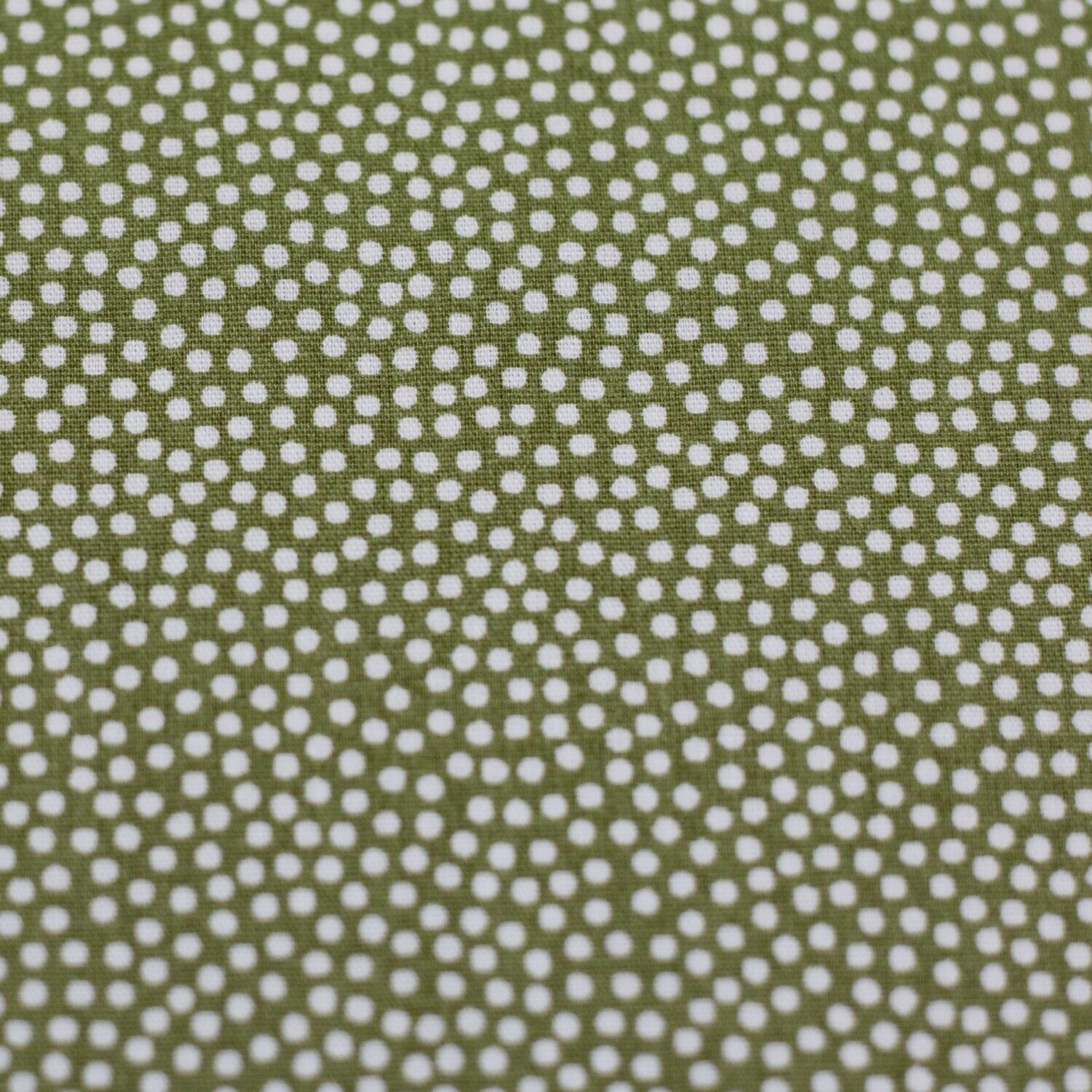 Baumwollstoff Dotty olive weiß