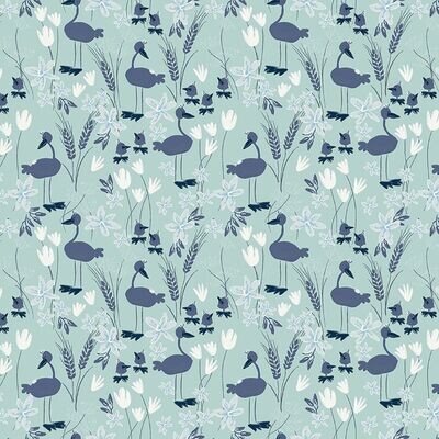 Patchworkstoff Blue Goose Gänse mint