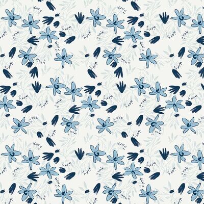 Patchworkstoff Blue Goose Blüten weiß