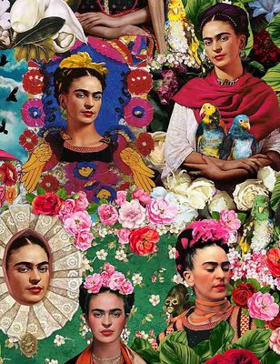 Patchworkstoff Portrait Blumen mexikanisch
