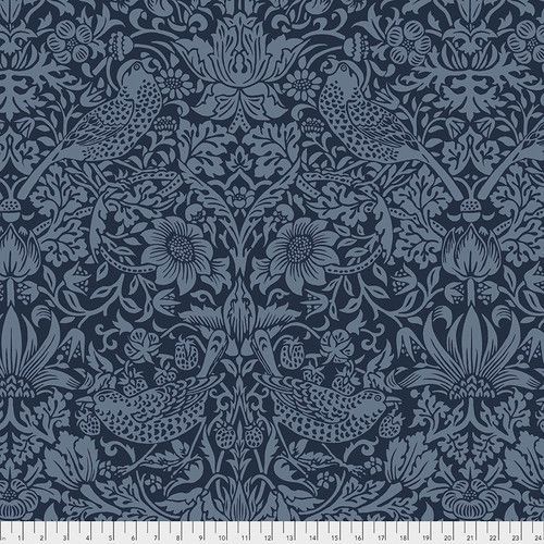 108'' Quilt Back William Morris Strawberry Thief Navy