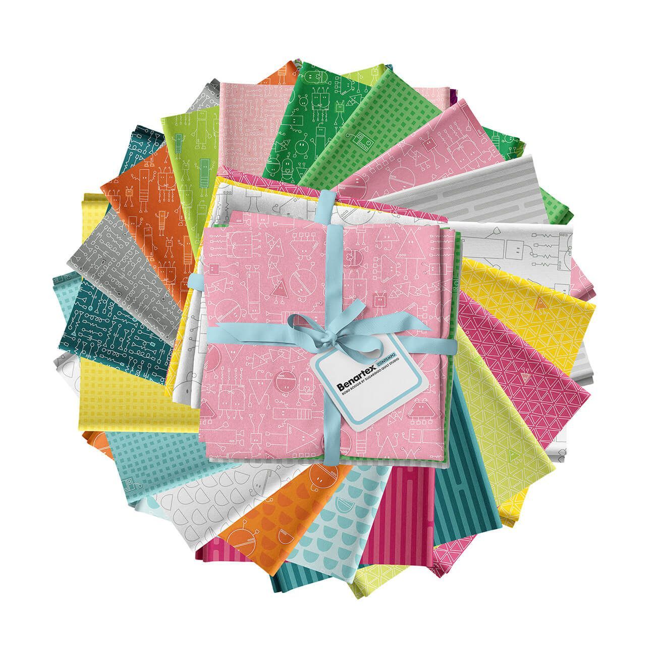 Quilt Kit Fat Quarter Bundle Sugaridoo Robo Boogie Rainbow 5 Yard Hintergrundstoff