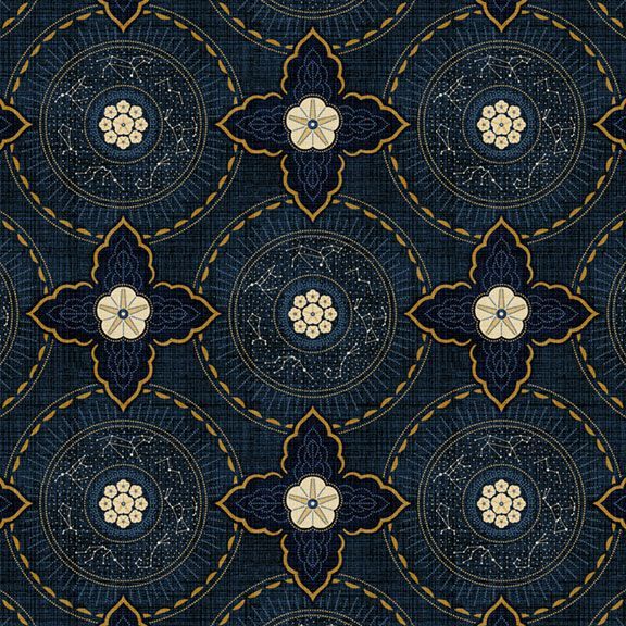 Patchworkstoff Starfall Medallion Navy
