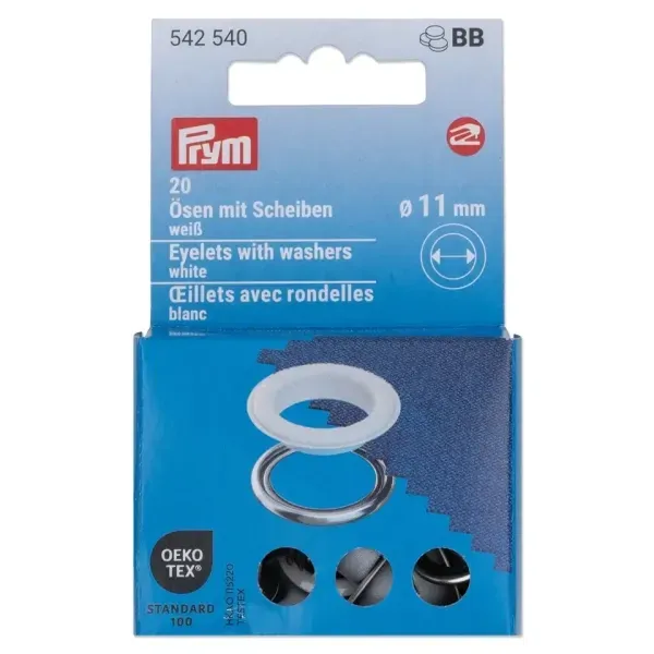 Ösen und Scheiben in 11mm weiß 20 Stück