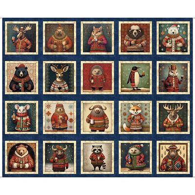 Panel Patchwork Christmas Party Animals Panel Patchwork Christmas Party Animals