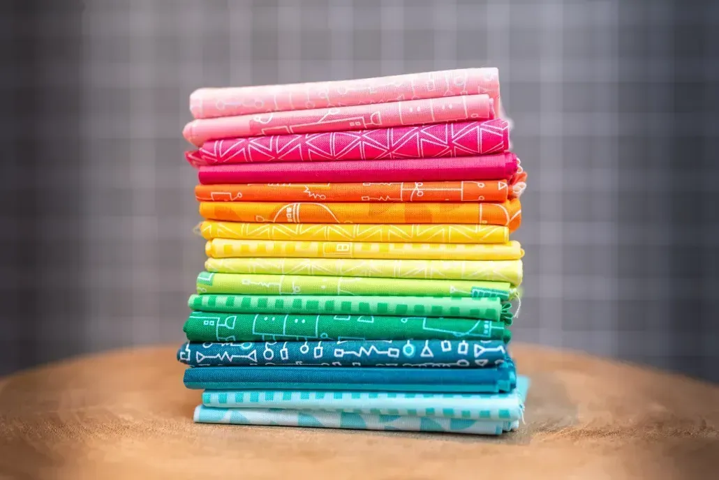 Quilt Kit Fat Quarter Bundle Sugaridoo Robo Boogie Rainbow 5 Yard Hintergrundstoff