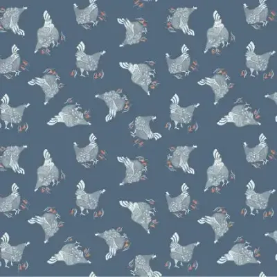 Patchworkstoff Dear Stella Hühner taubenblau