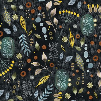 Patchworkstoff Flora & Form Forage Onyx