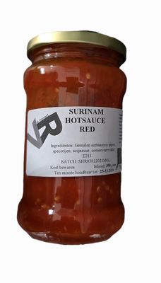 Surinam Hotsauce Red/ surinaamse sambal rood 12 x 300 gram