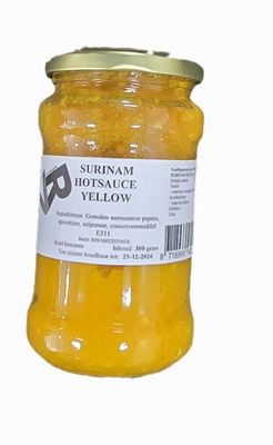 Surinam Hotsauce Yellow/ surinaamse sambal geel 12 x 300 gram