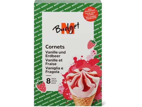 M-Budget · Cornet · Vanille et fraise 8 x 120ml