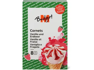 M-Budget · Cornet · Vanille et fraise 8 x 120ml