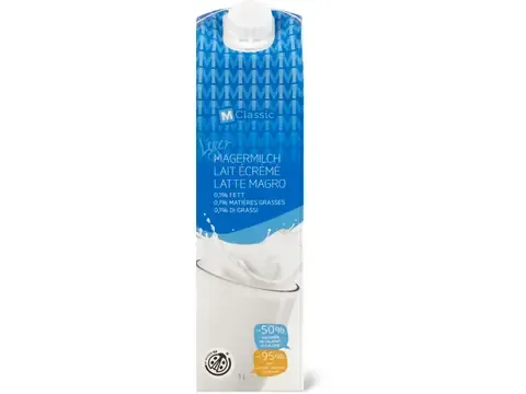 M-Classic Léger · Lait écrémé · IP-SUISSE, 0.01% matiéres grasses 1L