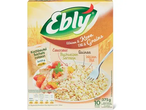 Ebly · Grains de blé · Couscous, sarrasin et quinoa 370g