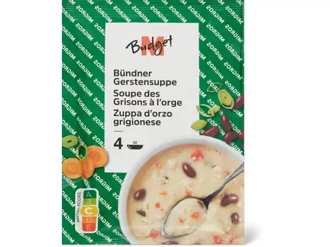 M-Budget · Soupe des Grisons à l’orge · végétarien 103g