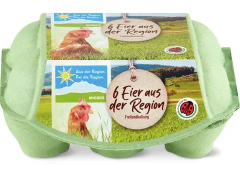Œufs · De la région, IP-SUISSE, Élevage en plein air 6pièces