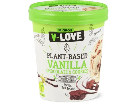 V-Love · Glace en bac · Vanilla, Chocolate and Cookie, végétalien, sans lactose 450ml