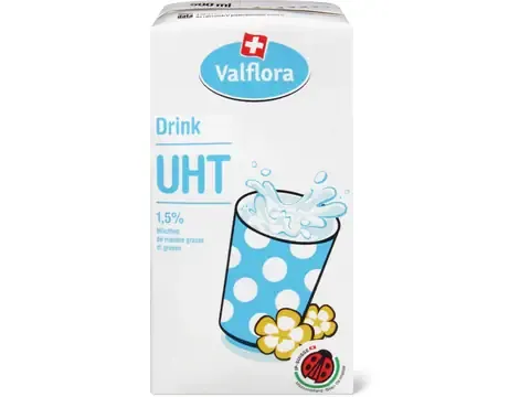 Valflora · Lait boire · IP-SUISSE, 1.5 % de gras, UHT 500ml