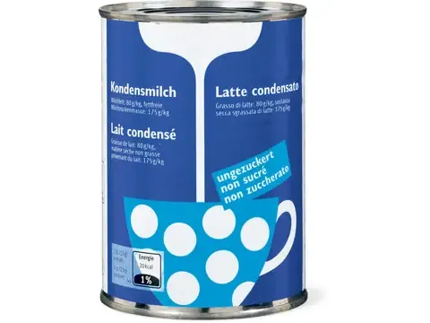 Lait condensé · non sucré, Sans sucre ajouté 410g