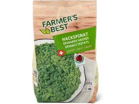 Farmer's Best · Épinards hachés · IP-SUISSE, épicé 800g
