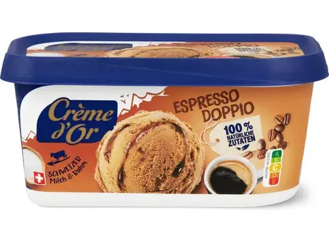 Crème d'or · Glace en bac · Espresso doppio 1l