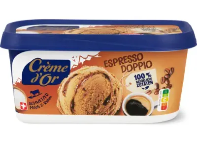 Crème d'or · Glace en bac · Espresso doppio 1l